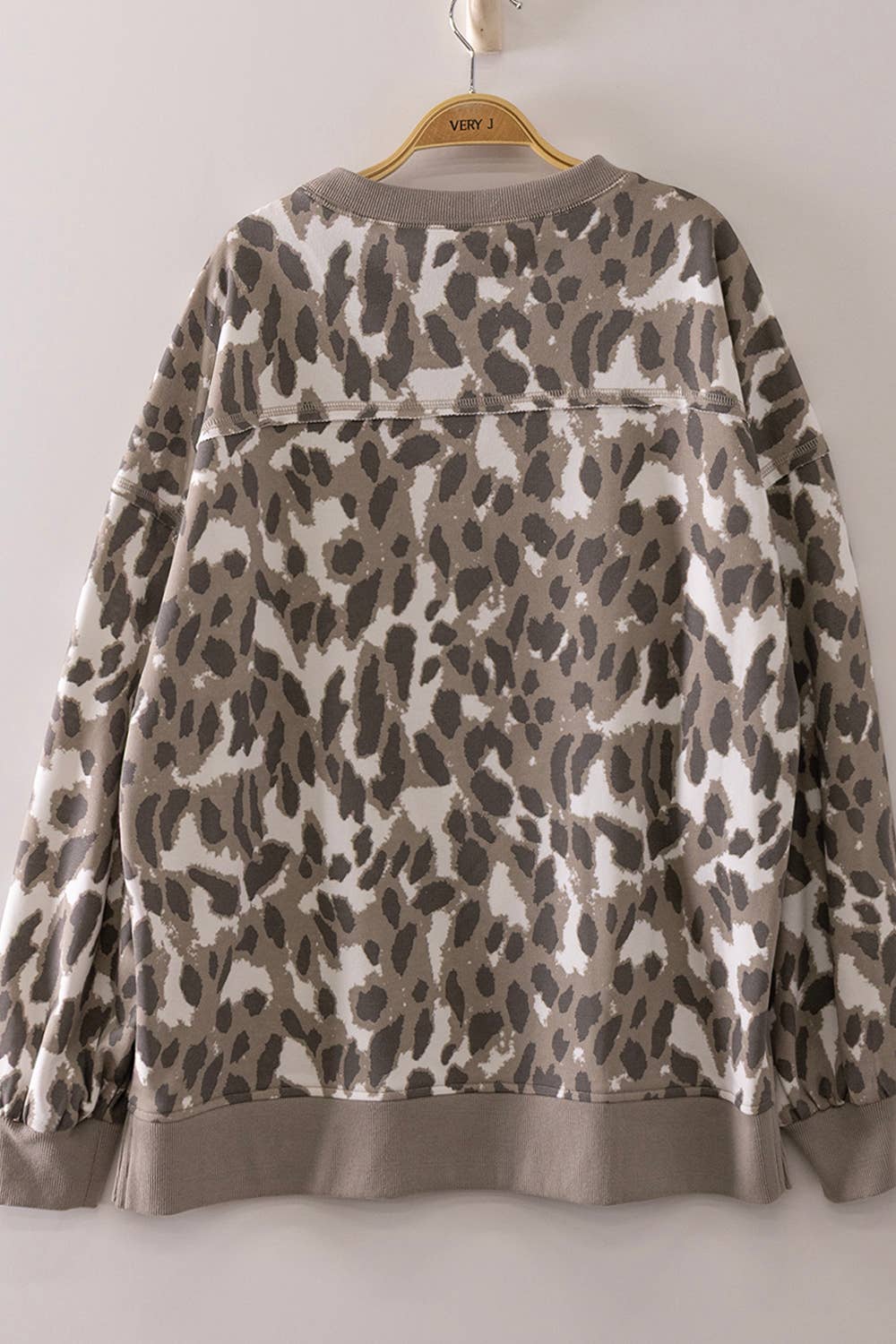 PLUS Neutral Leopard Pullover Sweatshirt