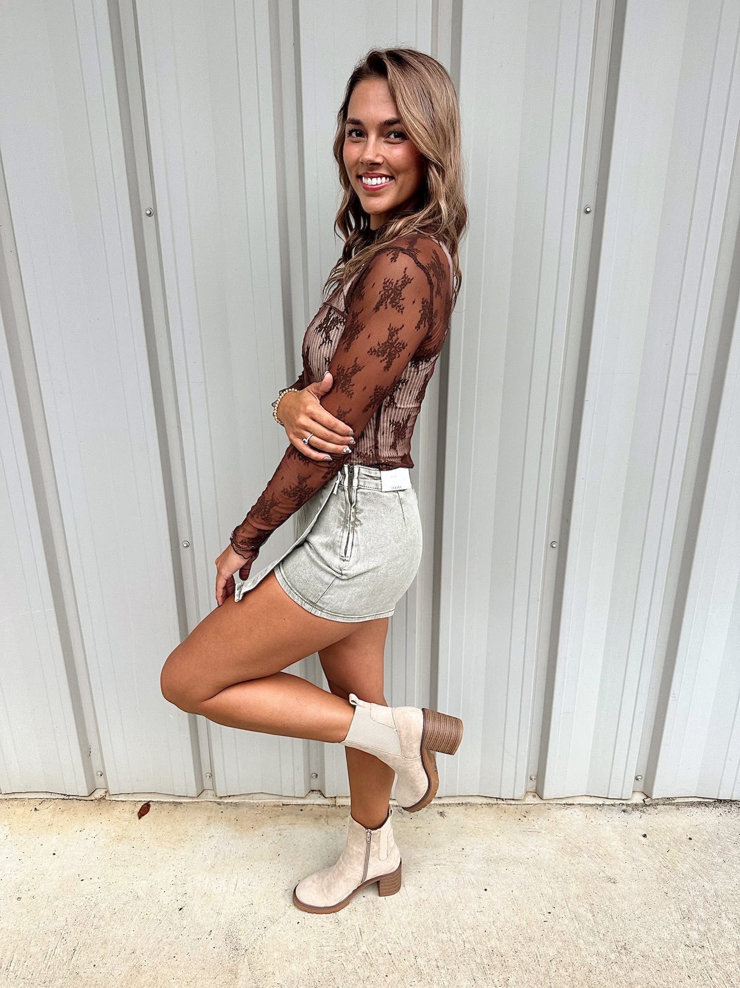 Olive Denim Skort