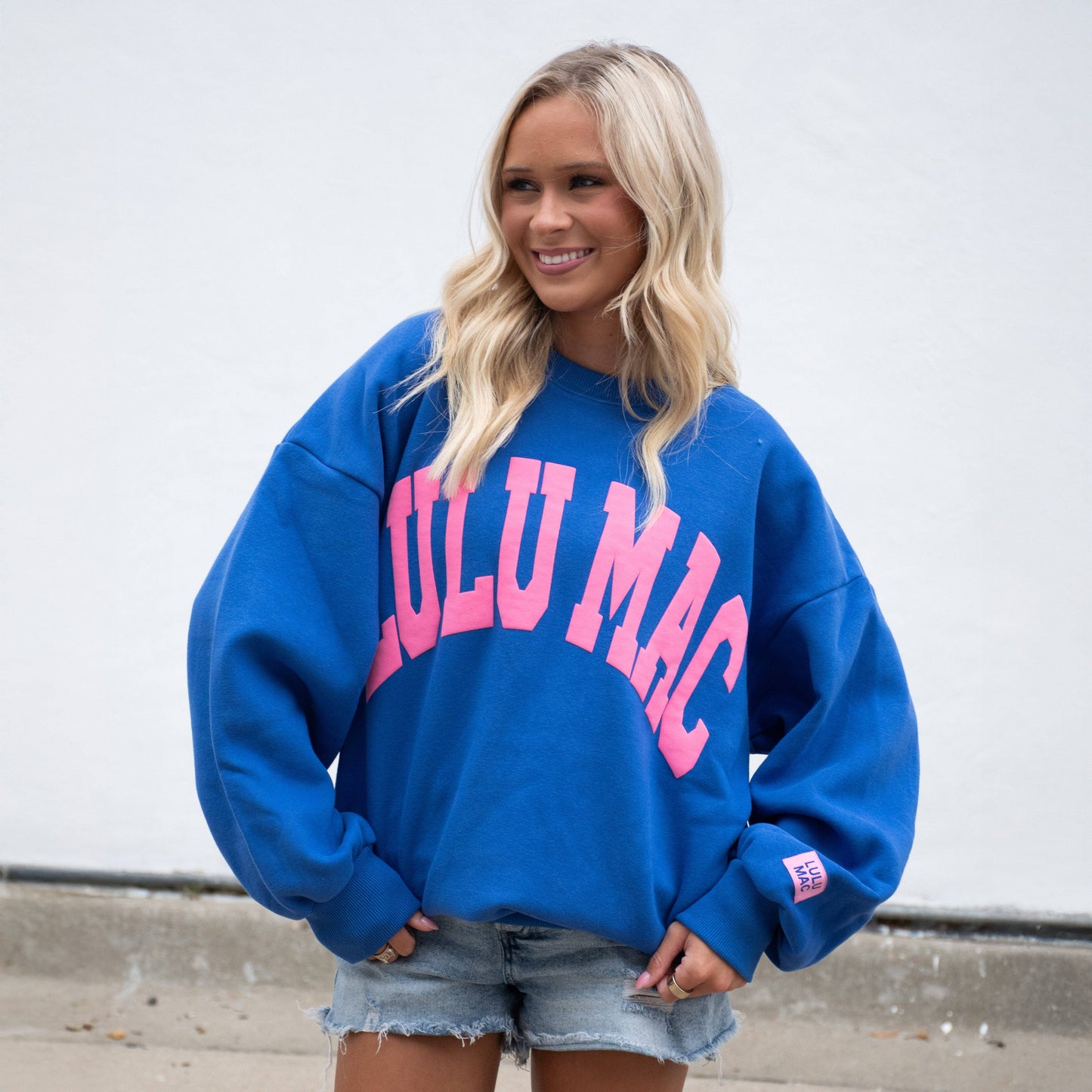 Lulu Crew Royal/Pink Puff