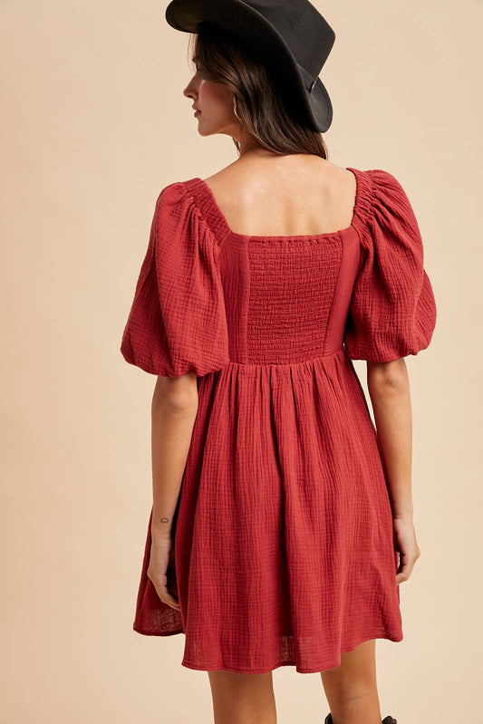 COTTON BOX PLEAT MINI DRESS
