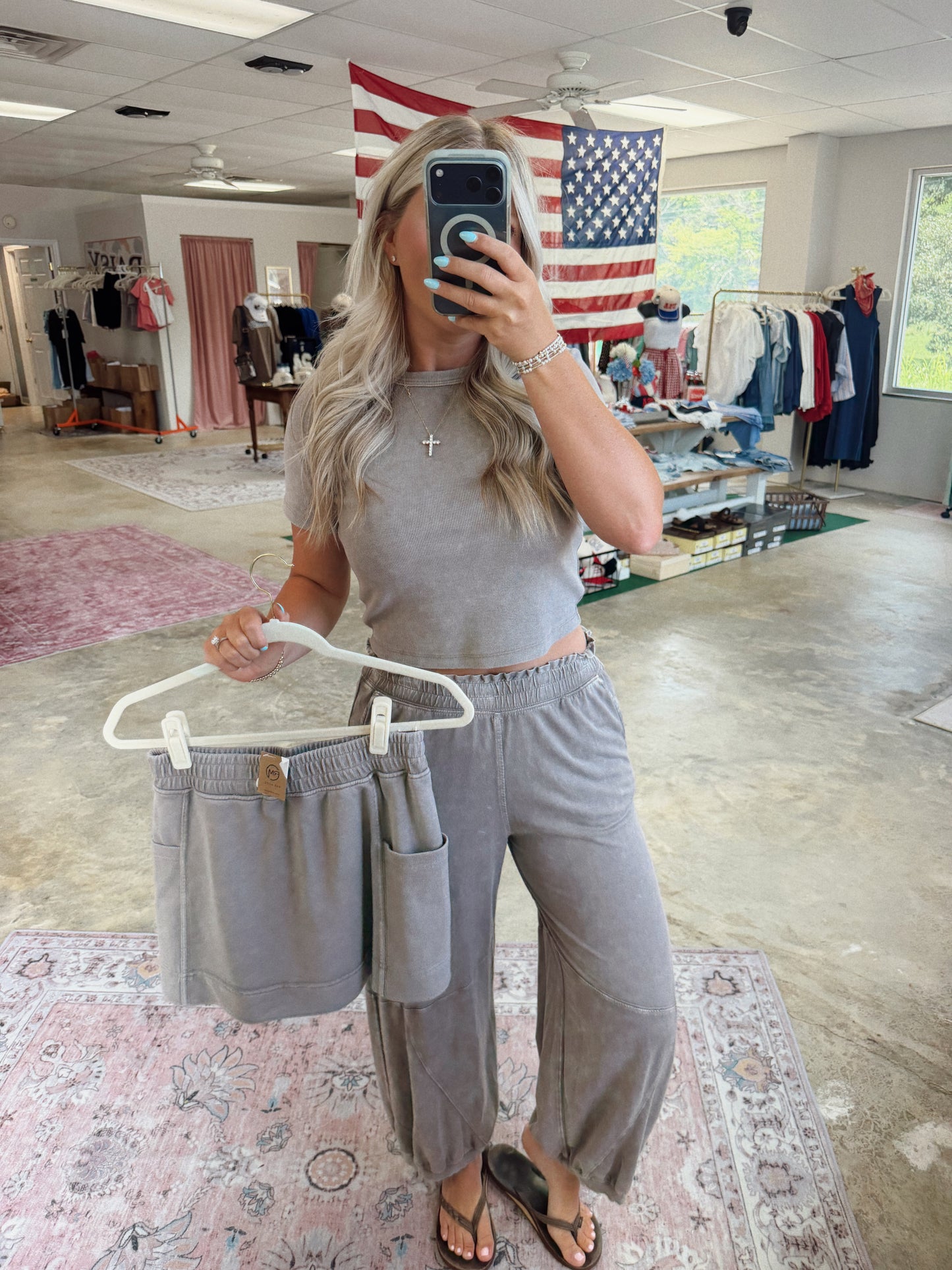 MINERAL WASHED TERRY BUTTER JOGGER PANTS