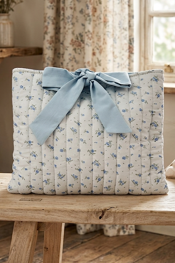 Joy Blue Floral Print Tie Bible Cover
