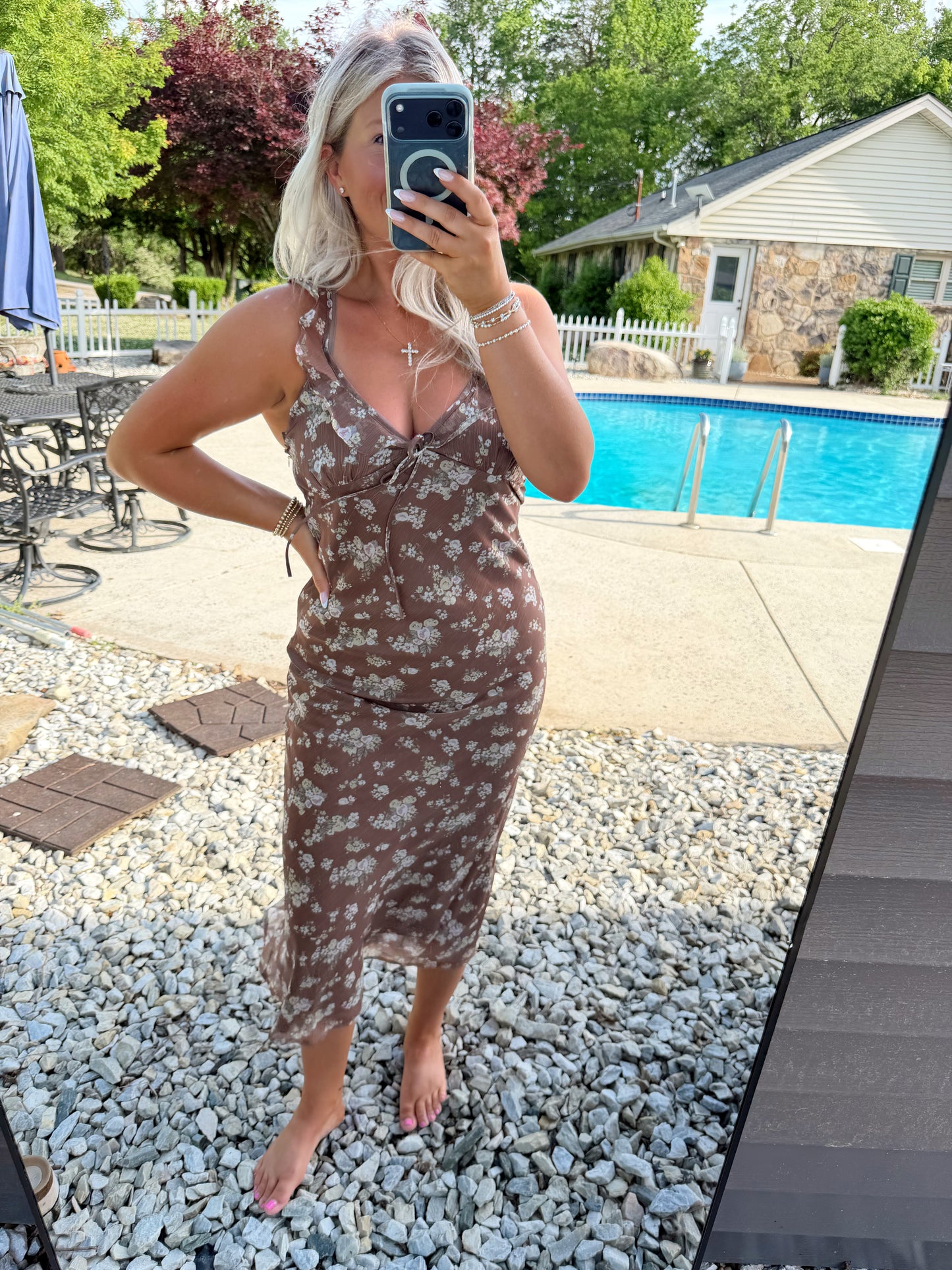 Cocoa Bloom Midi Dress