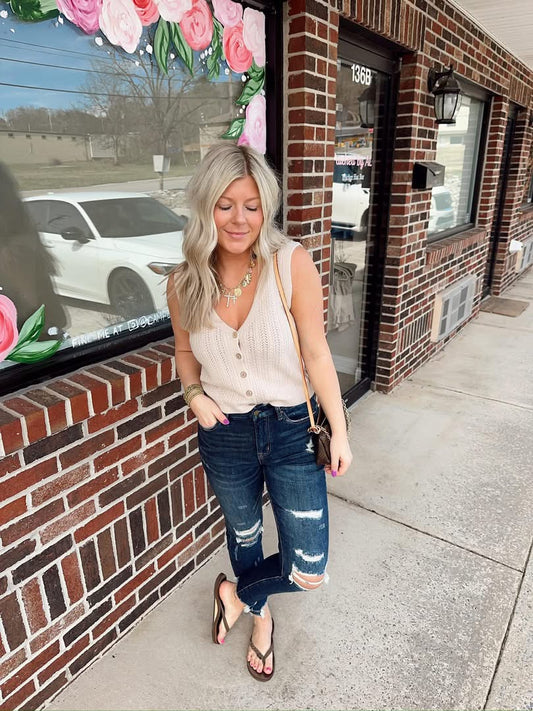 Dark Wash Distressed Skinny Jeans