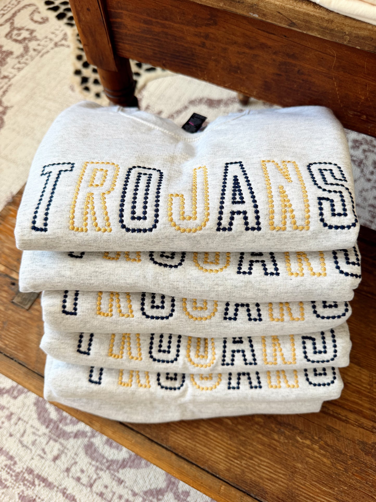 Trojans Polka Dot Embroidered Crewneck