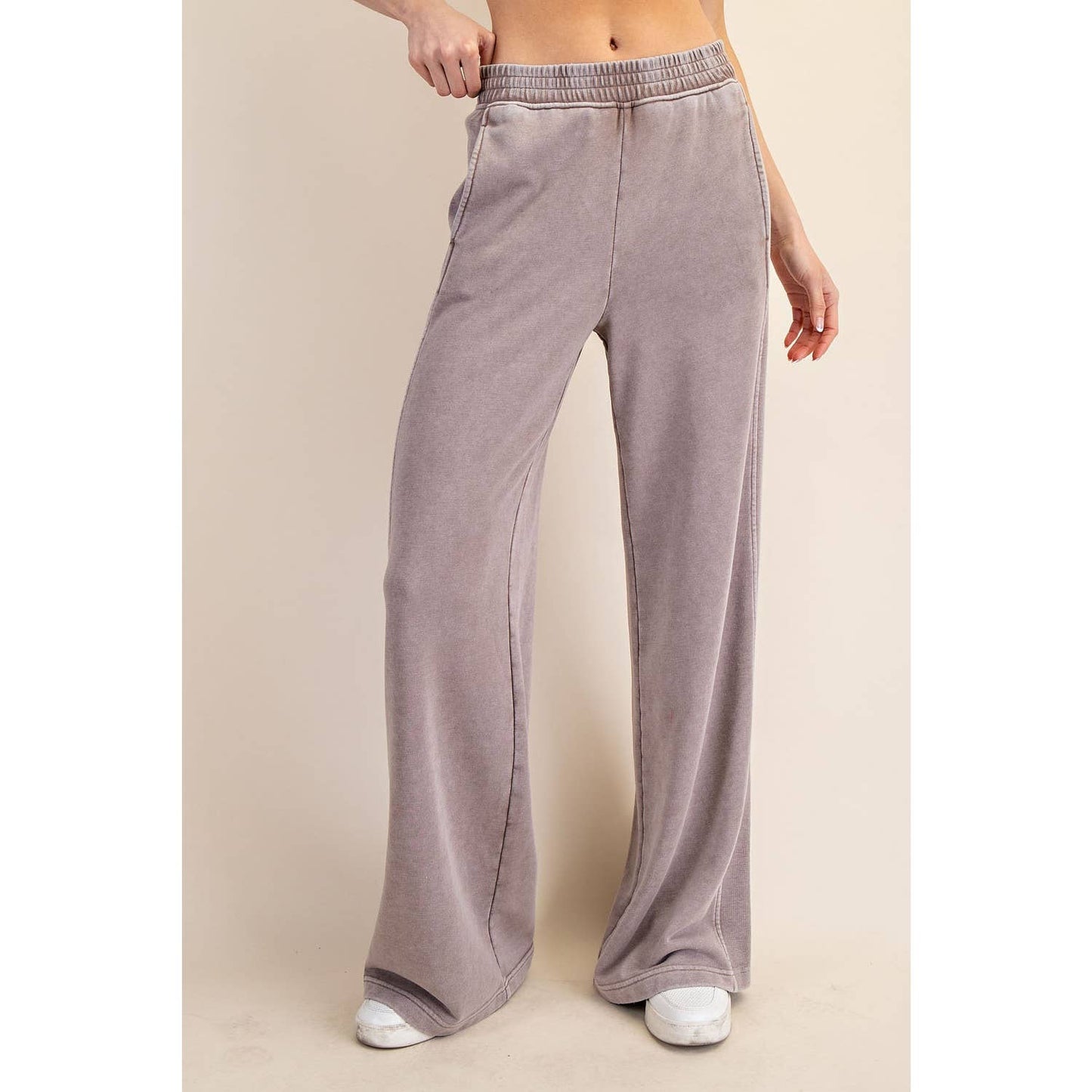 MINERAL WASHED WIDE LEG SWEATPANTS
