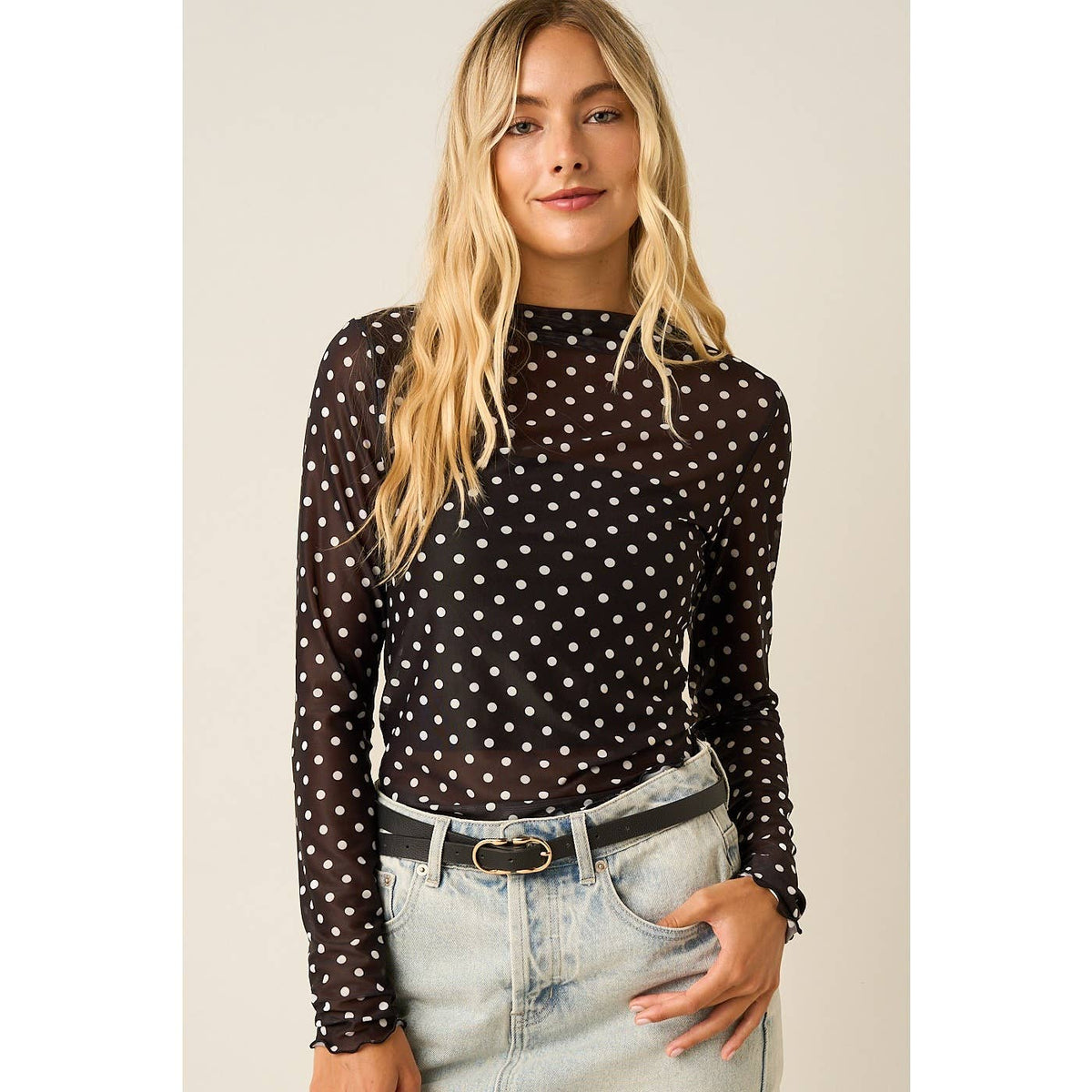 POLKA DOT MESH TOP