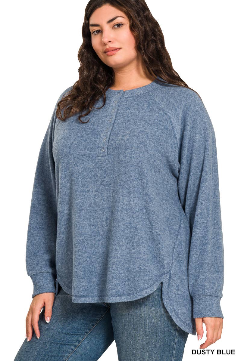 Plus Oversized Henley Sweater
