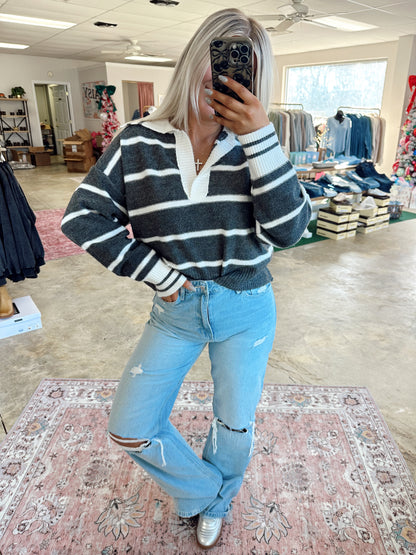 Collared Charcoal Sweater