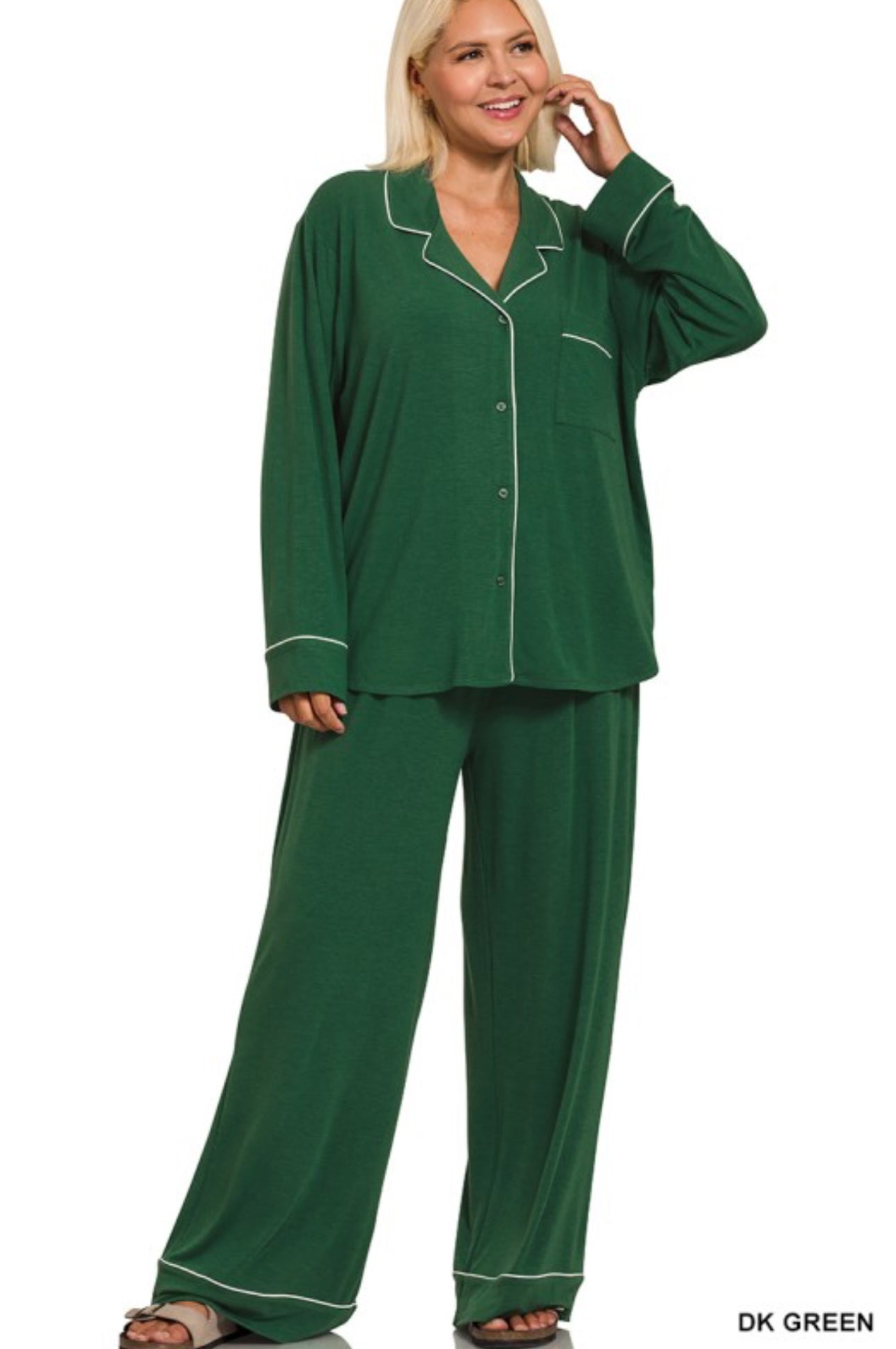Plus Hunter Green Pajama Pants Set