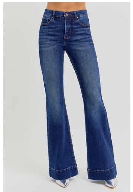 Dark Wash High Rise Flares
