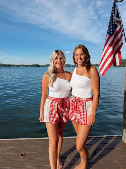 Gingham Lace Shorts