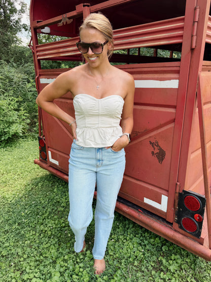 Strapless Corset Peplum Top