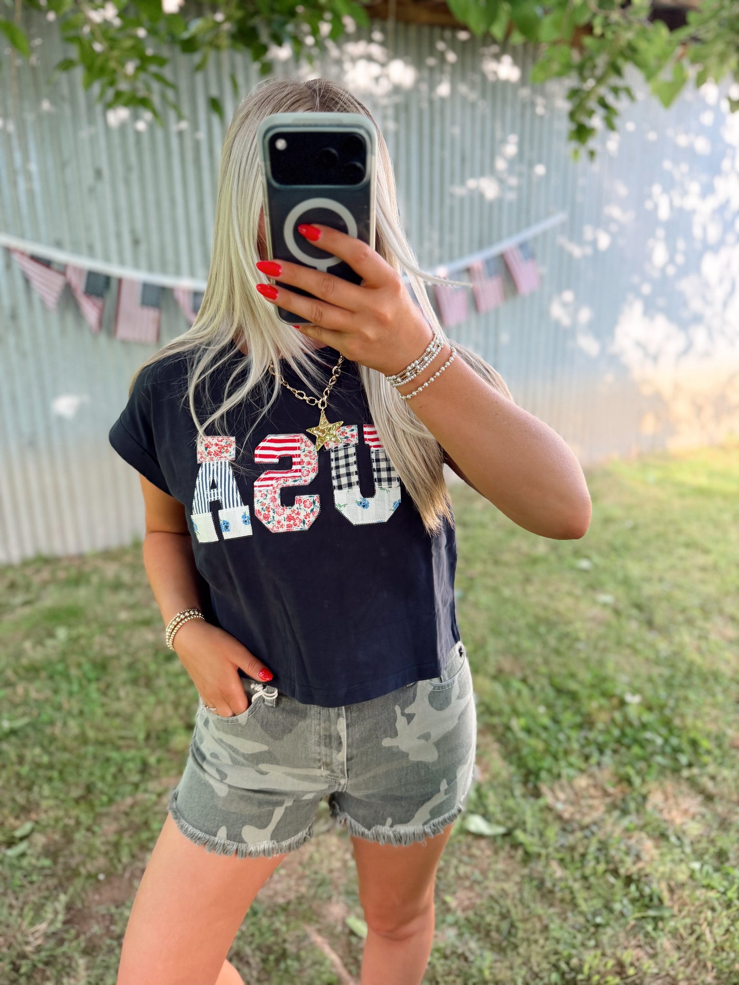 USA FLORAL PATCHWORK SHIRT
