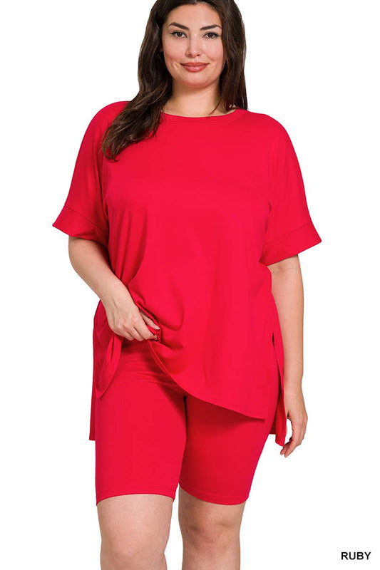 Plus Biker Shorts Set