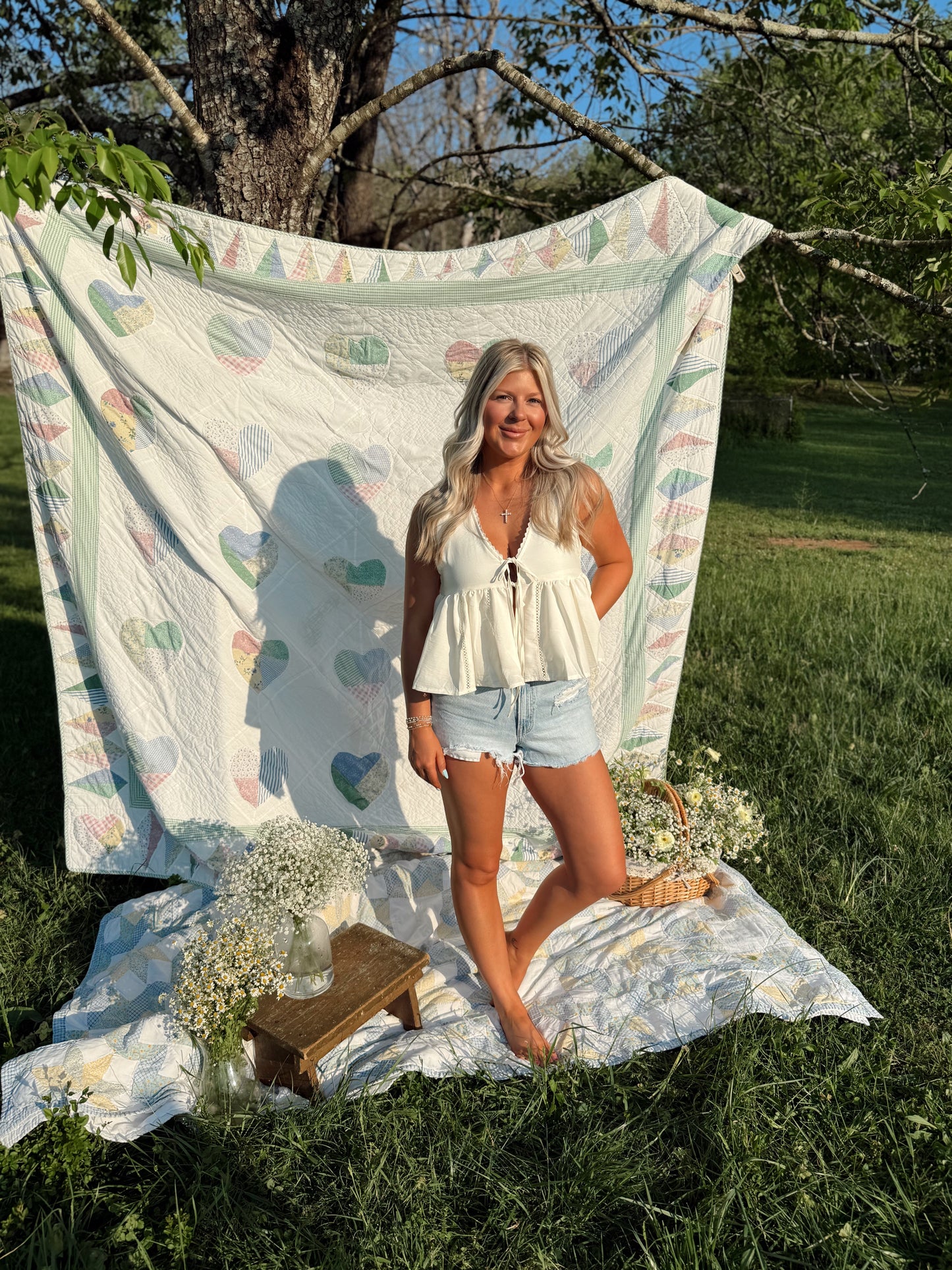 Sunlit Lace Tie Tank