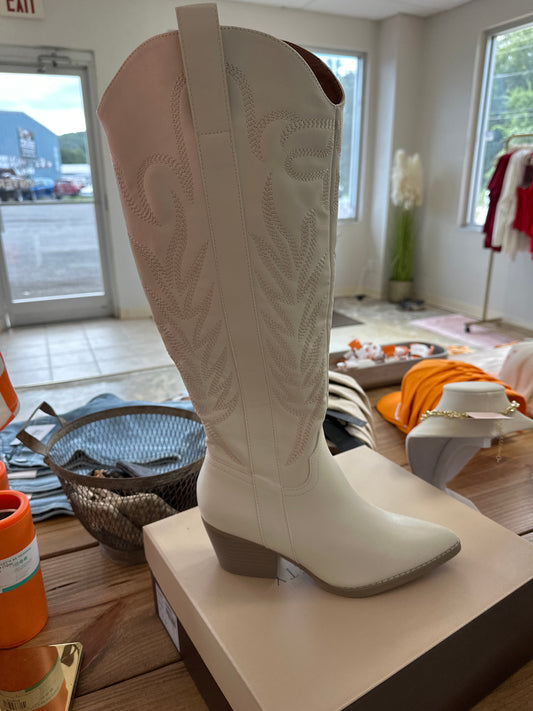 Knee High White Boots