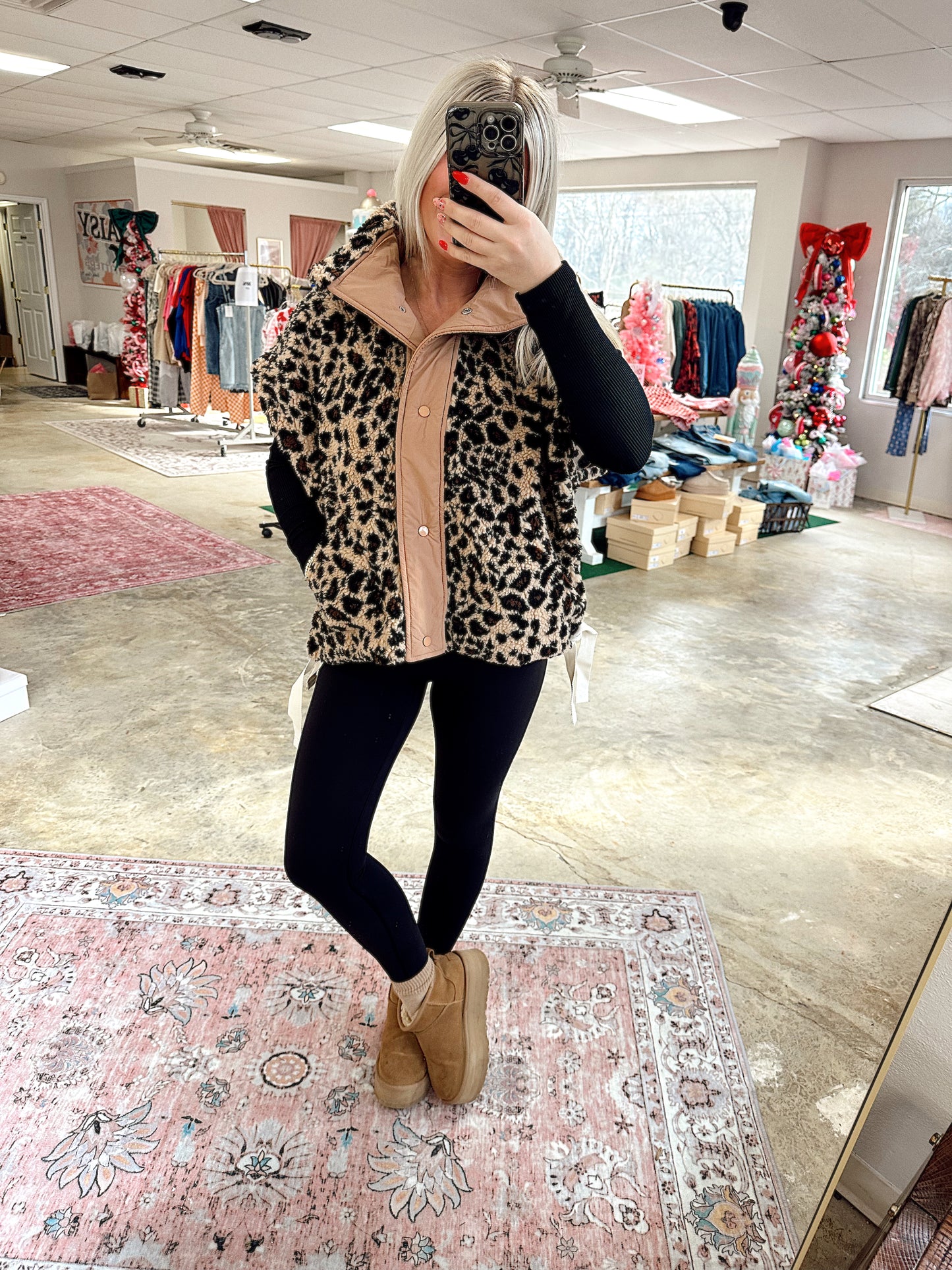 Leopard Button Down Vest