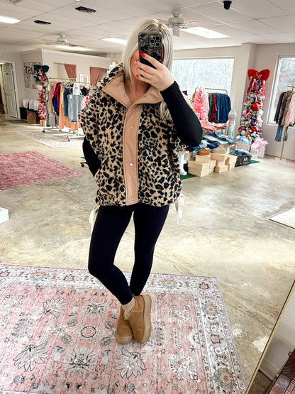 Leopard Button Down Vest