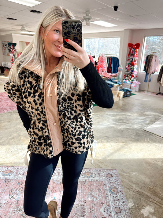 Leopard Button Down Vest