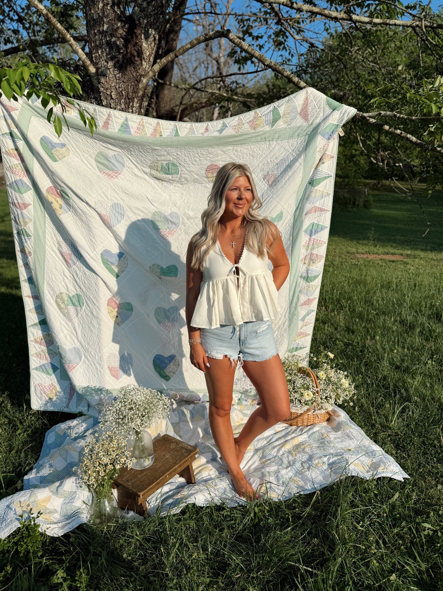 Sunlit Lace Tie Tank