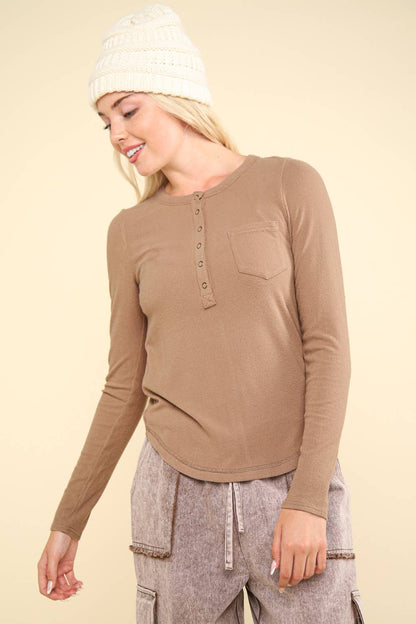 Ribbed Henley Long Sleeve