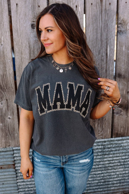 MAMA Black Leopard Tee