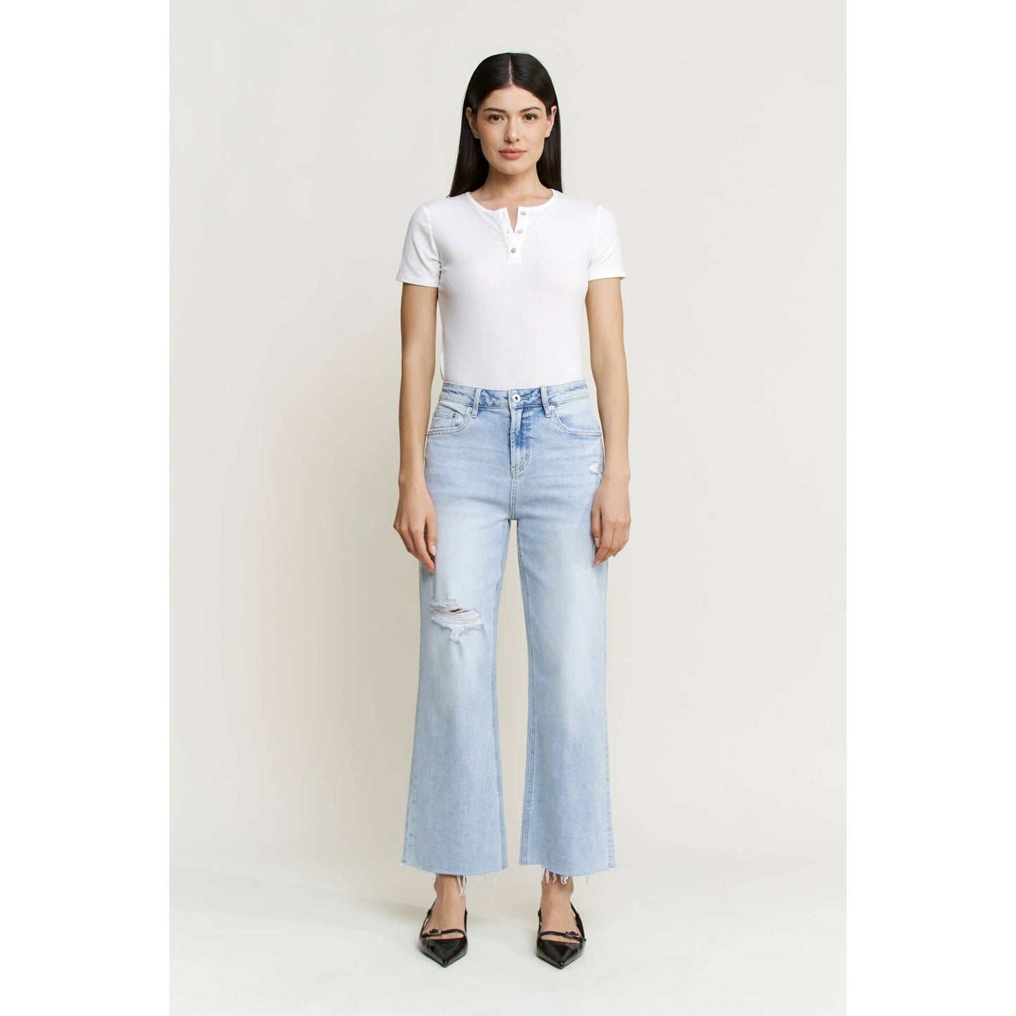 SUPER HIGH WIDE LEG WITH RAW HEM