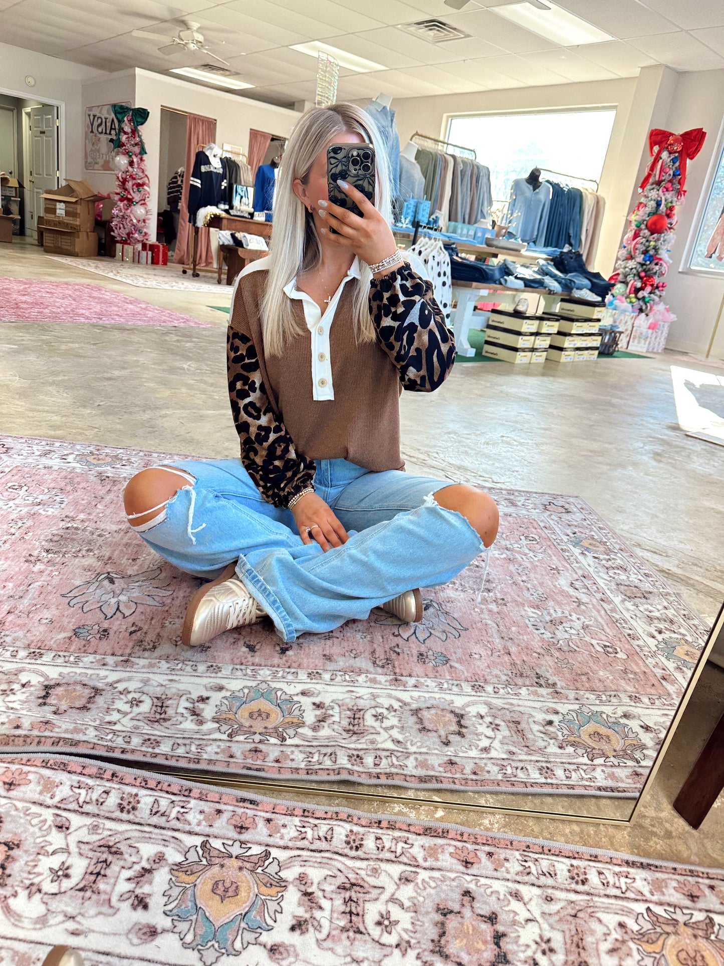 Color Block Cheetah Top