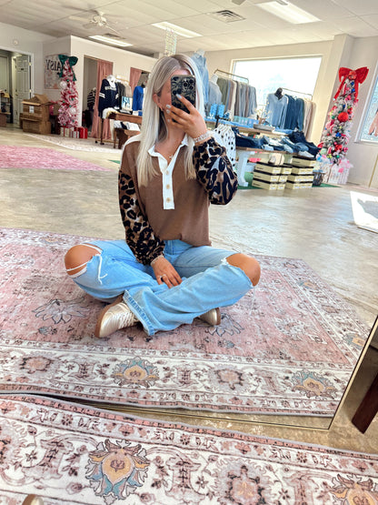 Color Block Cheetah Top