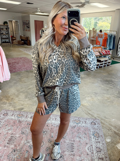 Leopard Half Zip Set