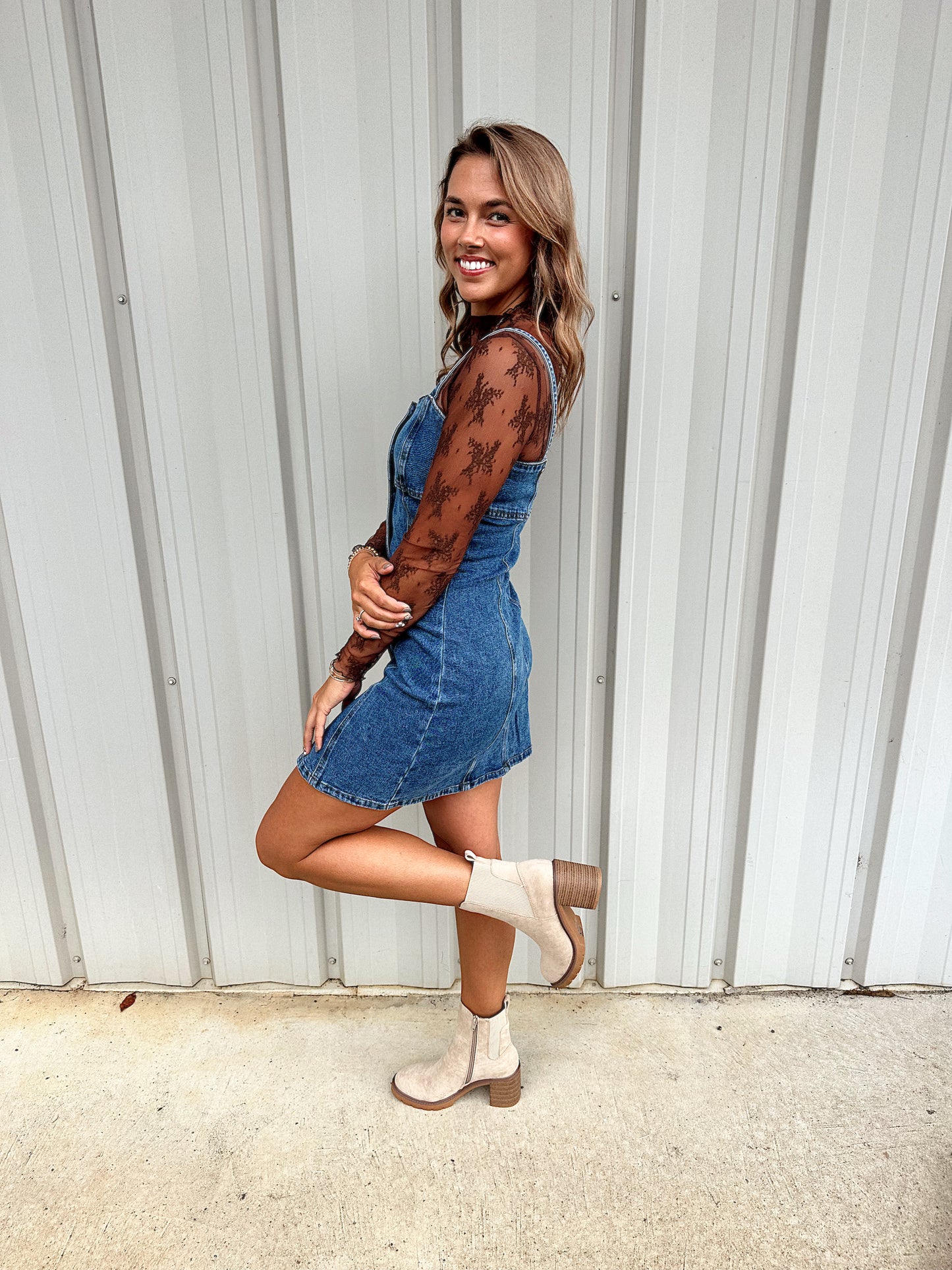 DENIM BUTTON DOWN MINI DRESS