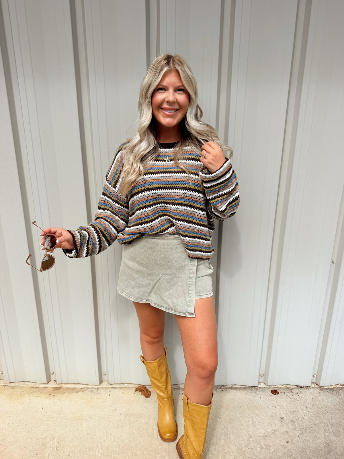 Striped Boat Neck Sweater