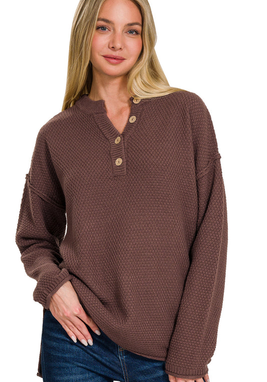 Brown Button Up Sweater
