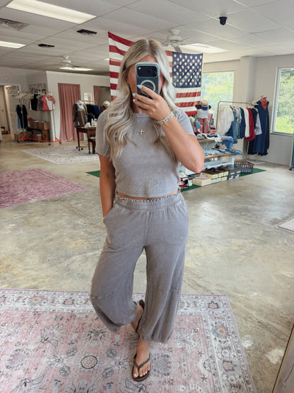 MINERAL WASHED TERRY BUTTER JOGGER PANTS