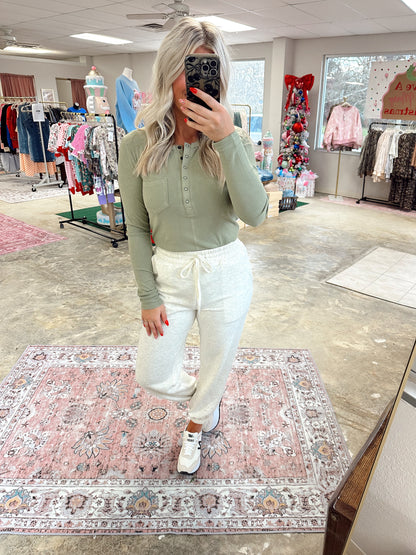 Ribbed Henley Long Sleeve