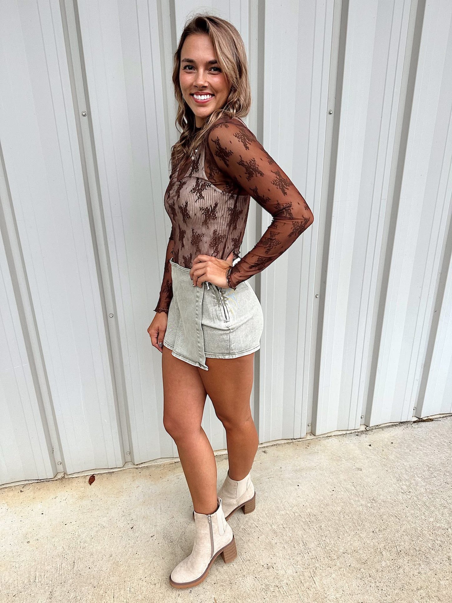 Olive Denim Skort