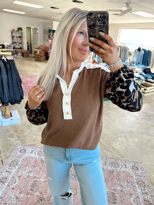 Color Block Cheetah Top