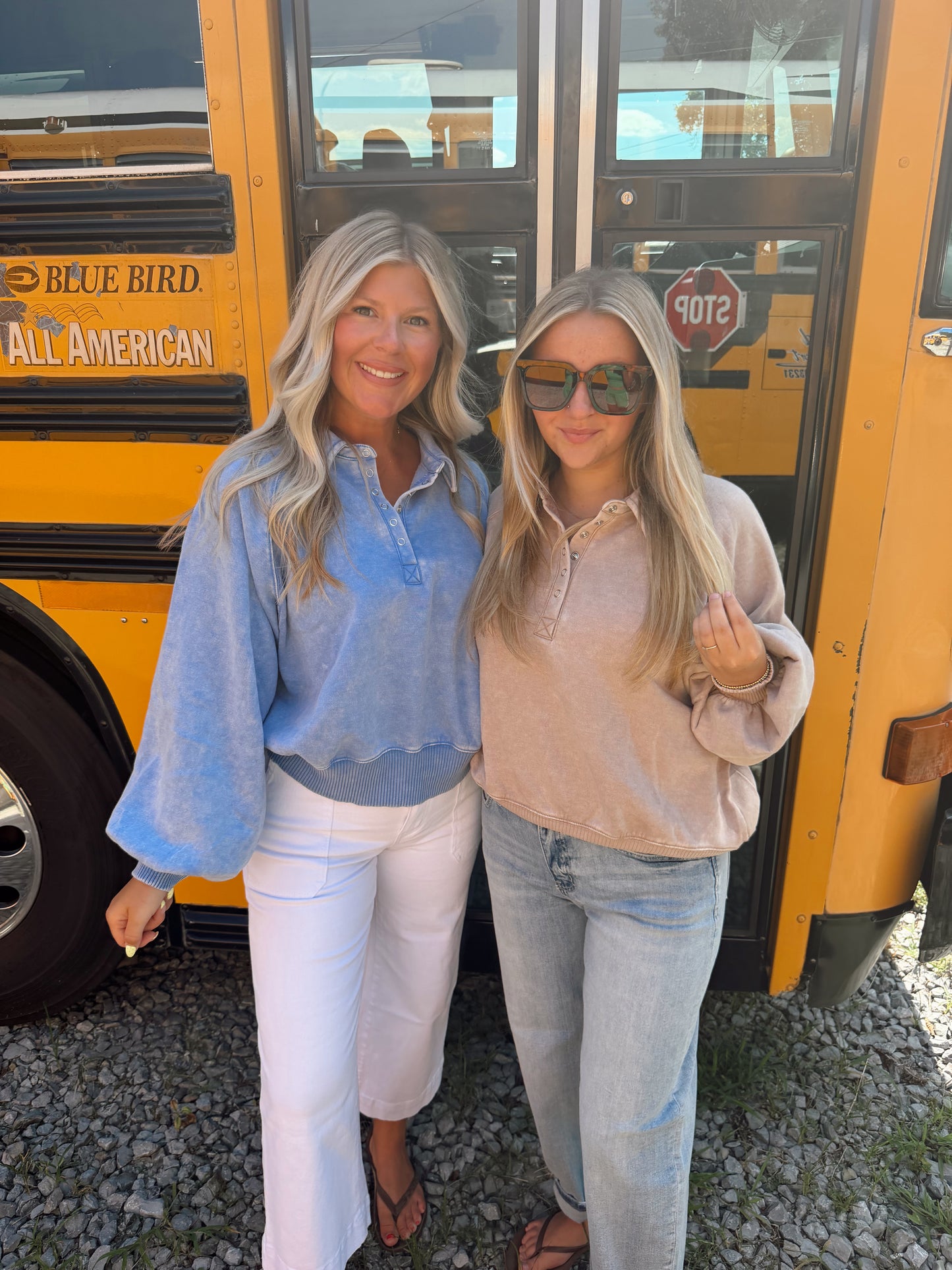 Cornflower Blue Button Up Pullover