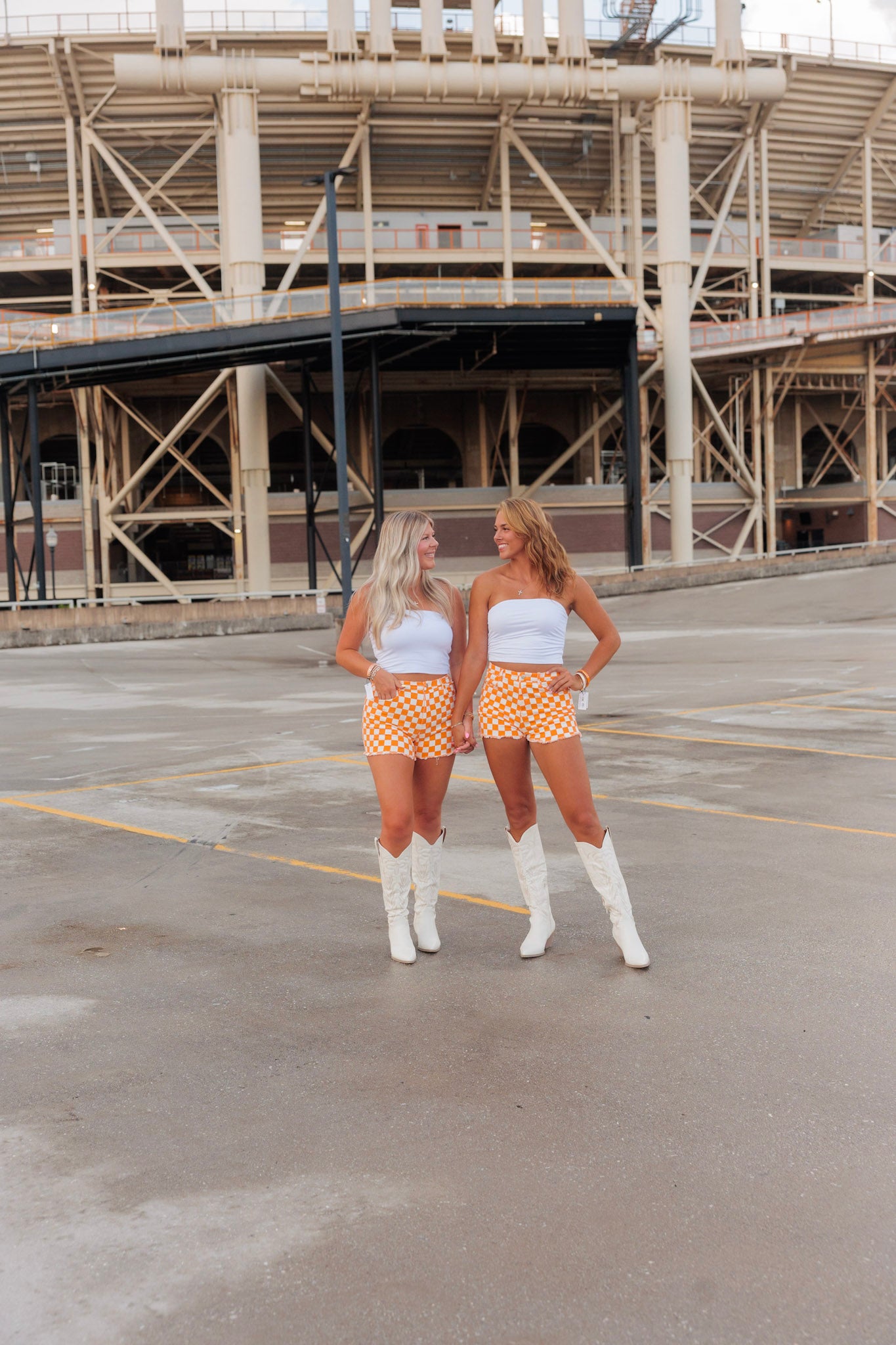 Orange and White Checkered Shorts