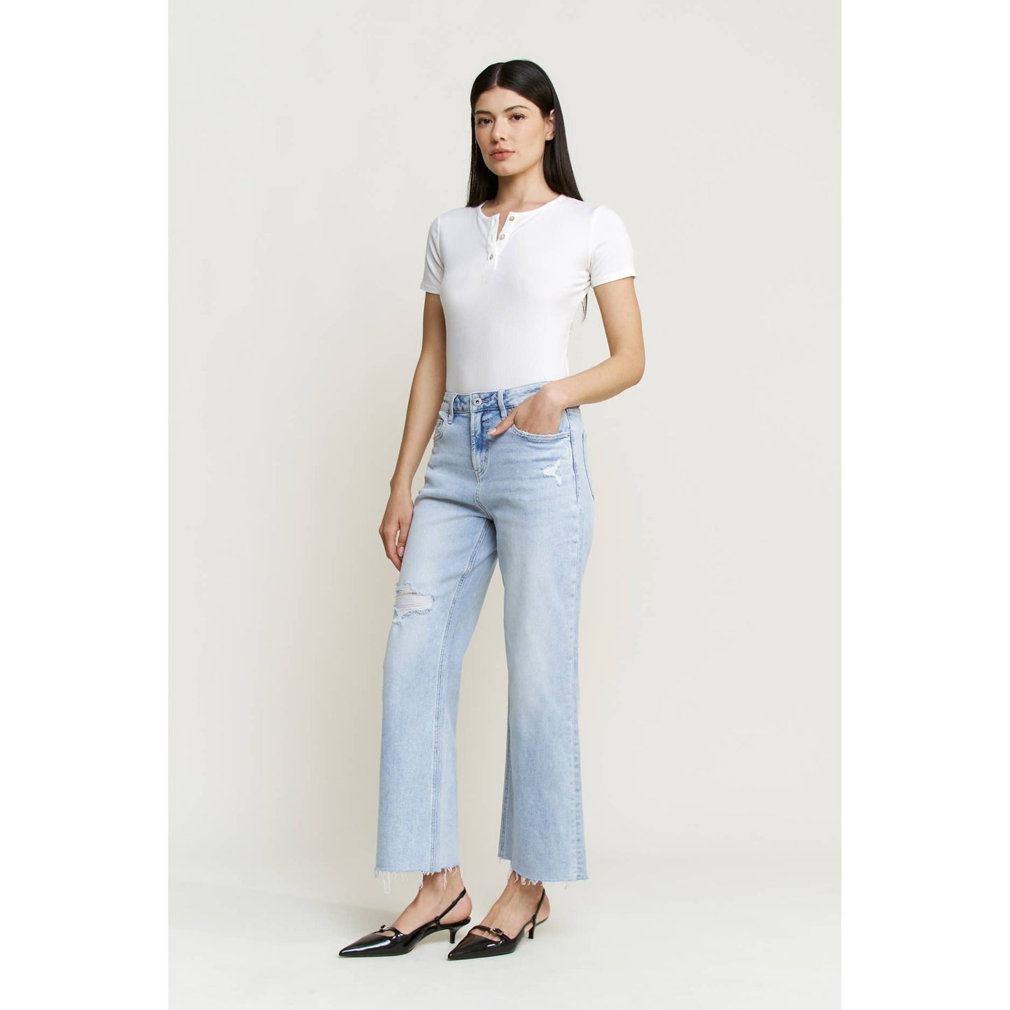 SUPER HIGH WIDE LEG WITH RAW HEM