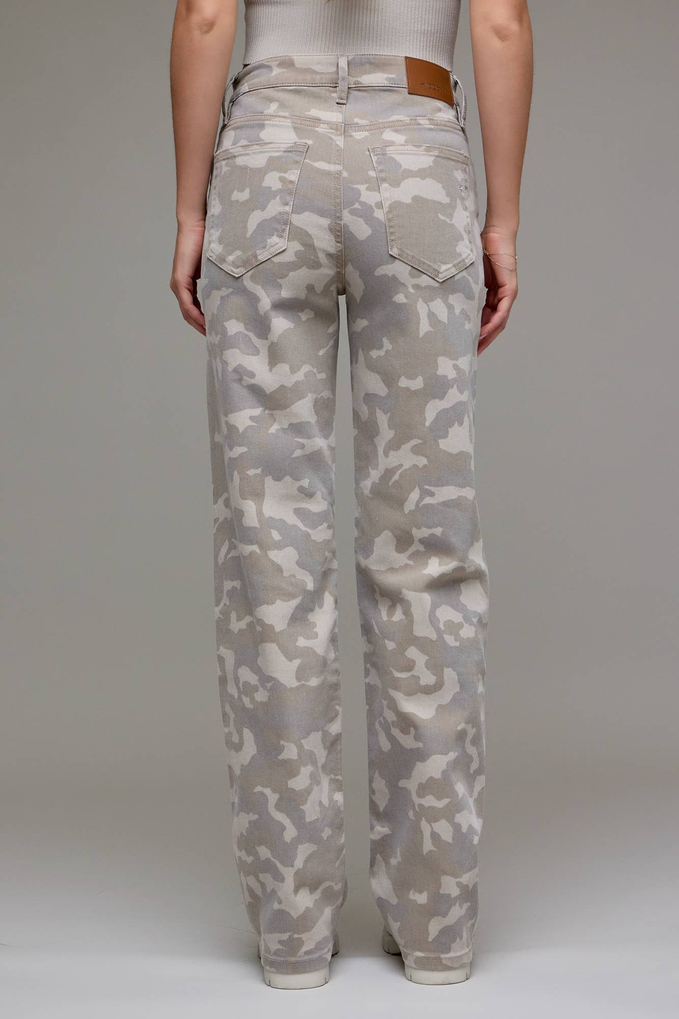 Tan Camo Mid Rise Jeans
