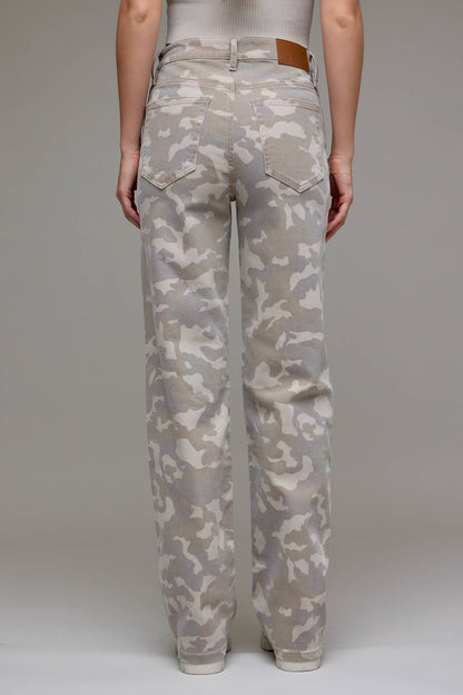 Tan Camo Mid Rise Jeans