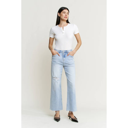 SUPER HIGH WIDE LEG WITH RAW HEM