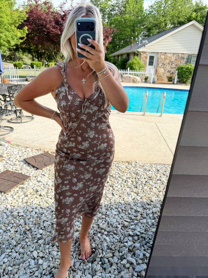 Cocoa Bloom Midi Dress