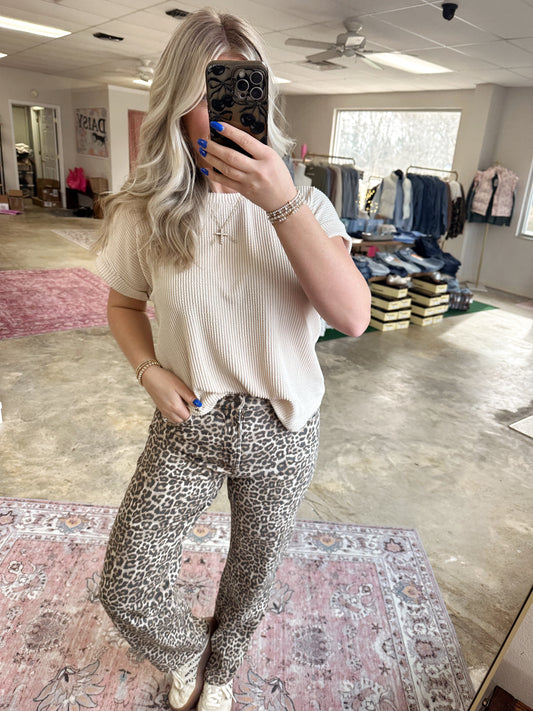 Leopard Super High Rise Dad Jean