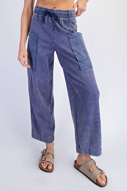 MINERAL WASHED CROPPED CARGO PANT