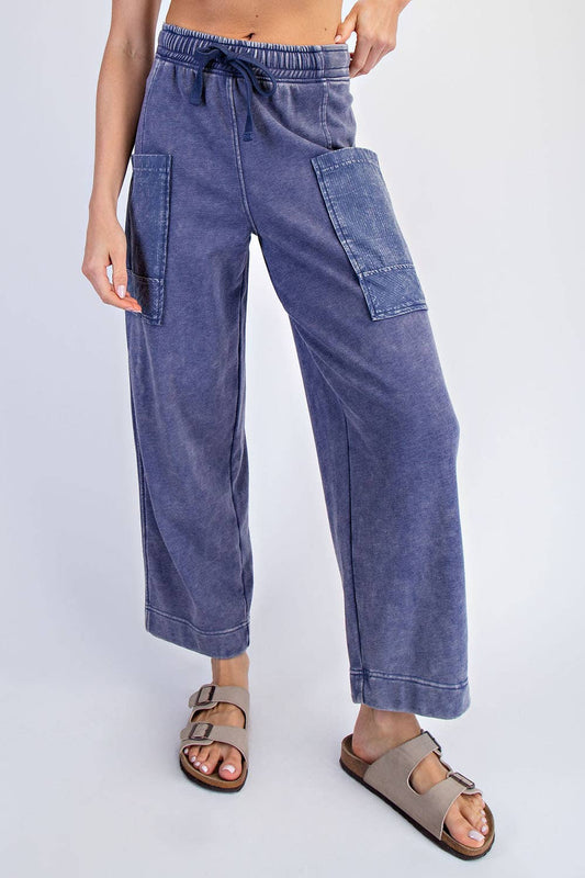 MINERAL WASHED CROPPED CARGO PANT