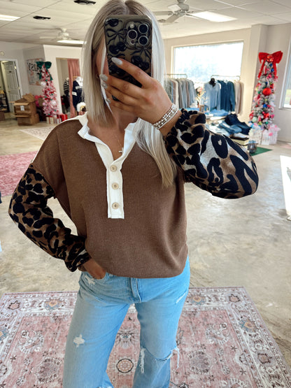 Color Block Cheetah Top