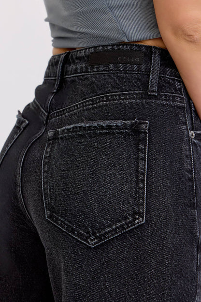 Black High Rise Crop Wide Leg Jeans